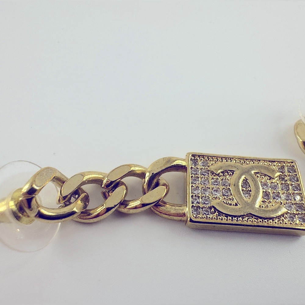 CHANEL Crystal Chain CC Earrings Authentic Vintage Chanel 1995 - Picture 8 of 11